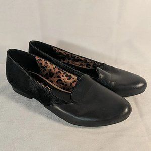 Naturalizer Bromstad Womens 9.5W Leather Loren Fur Ballet Flats Black Shoes wide